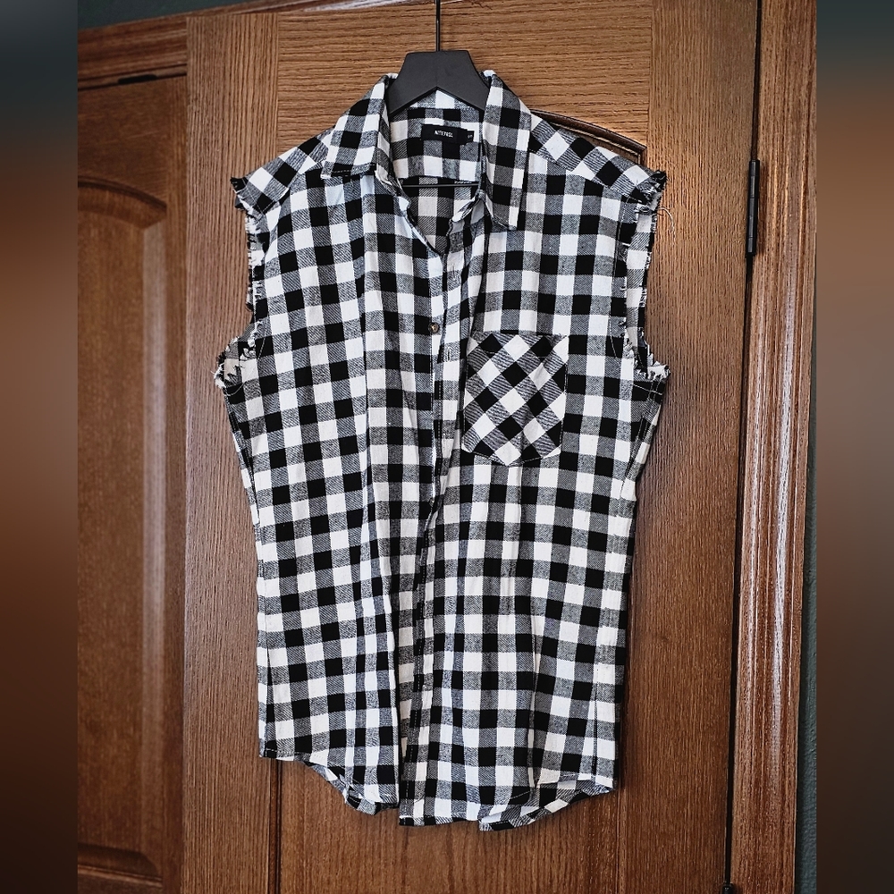Cut-off buffalo check shirt